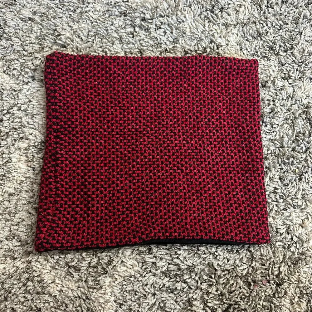 Talbots Lambswool Red Black Houndstooth Check Infinity Collar Scarf Women's
